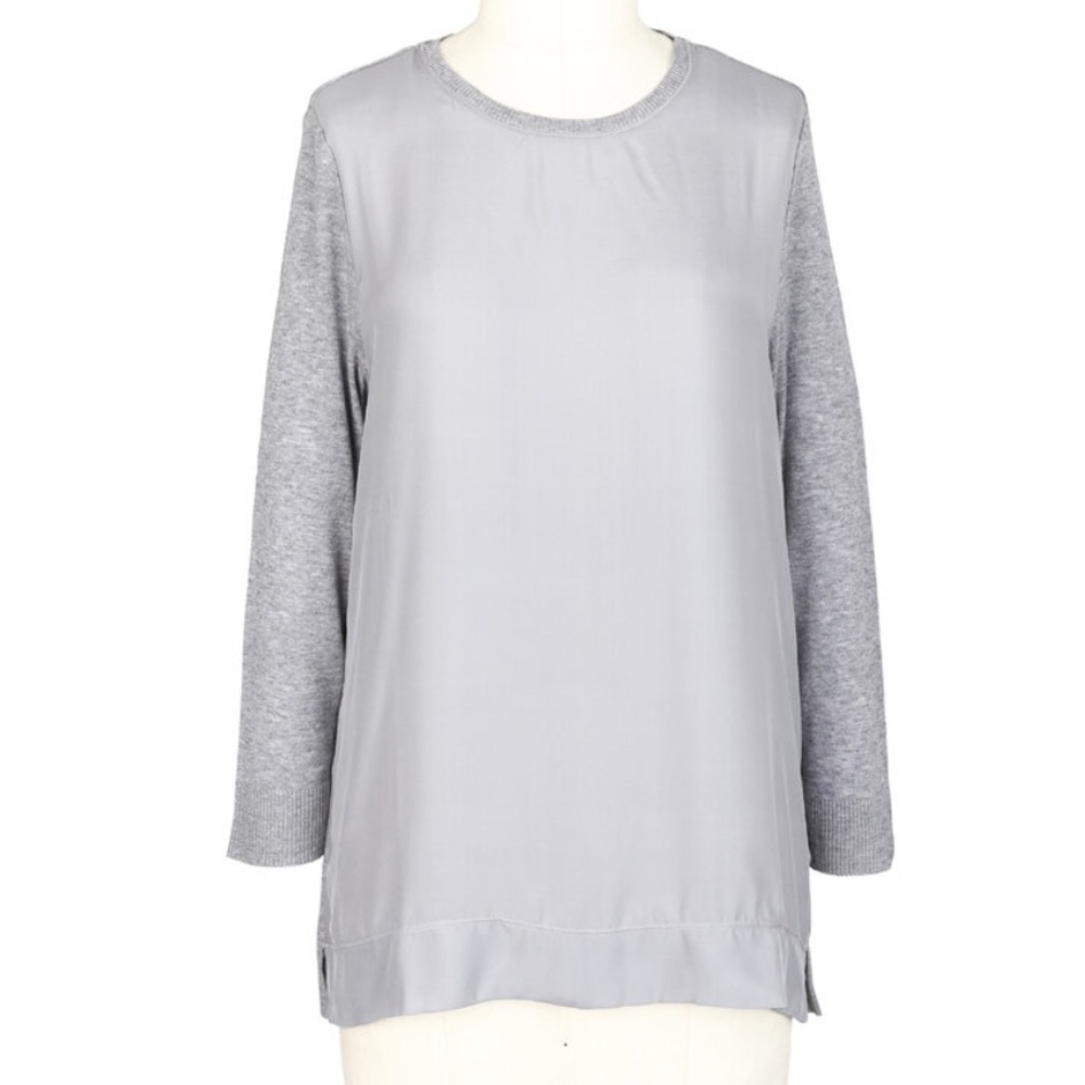 🆕 BOGNER Henna Gray Silk Panel Top - 4